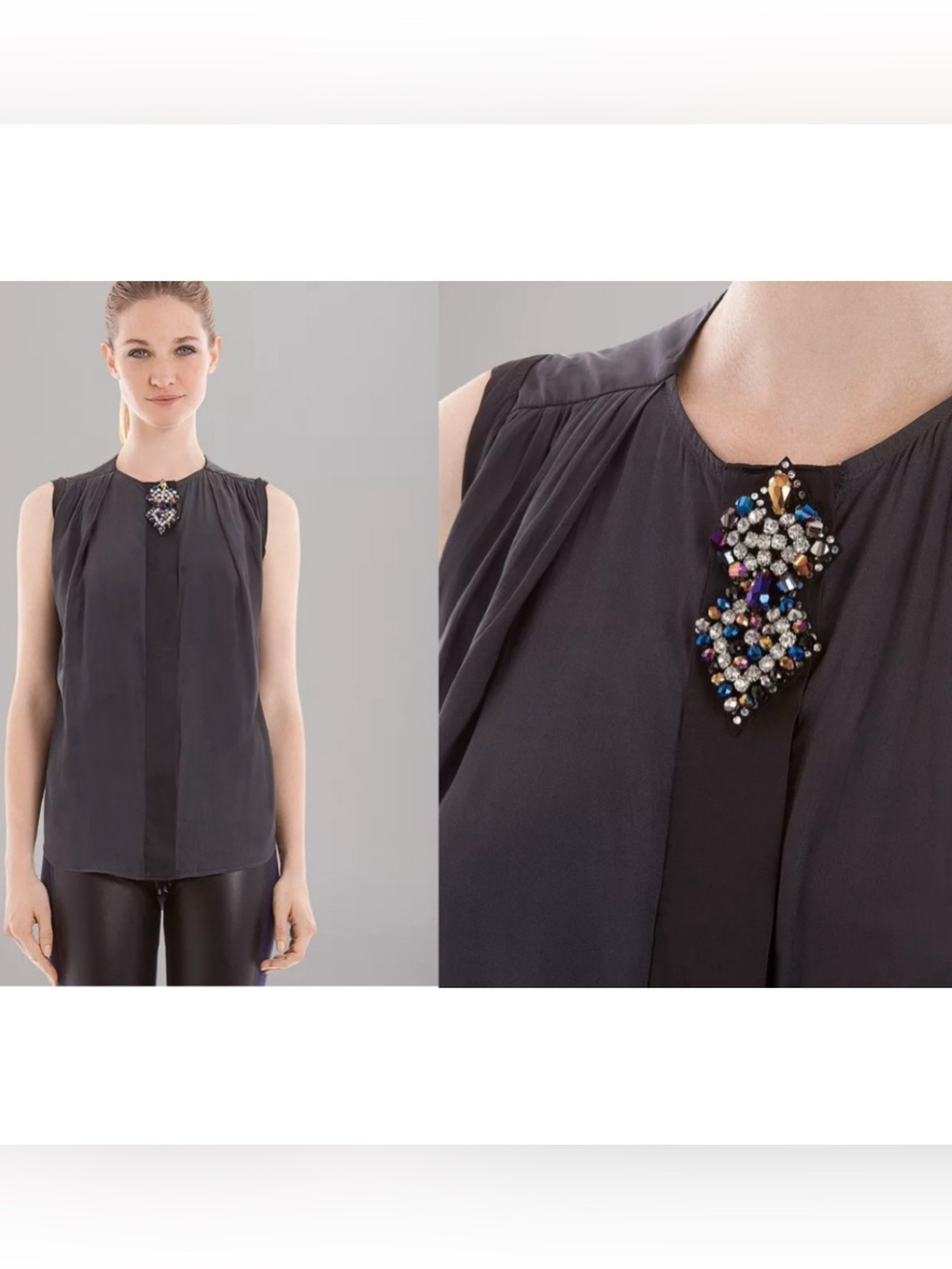 Sandro Gemstone Brooch Top Luxury Designer Great Condition Blouse